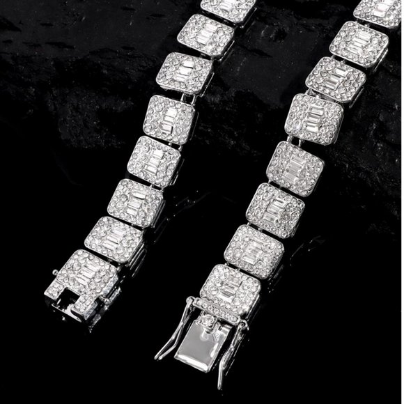 1pcs 8" Bracelet Emerald Crystals Square Box Chain - Picture 7 of 16